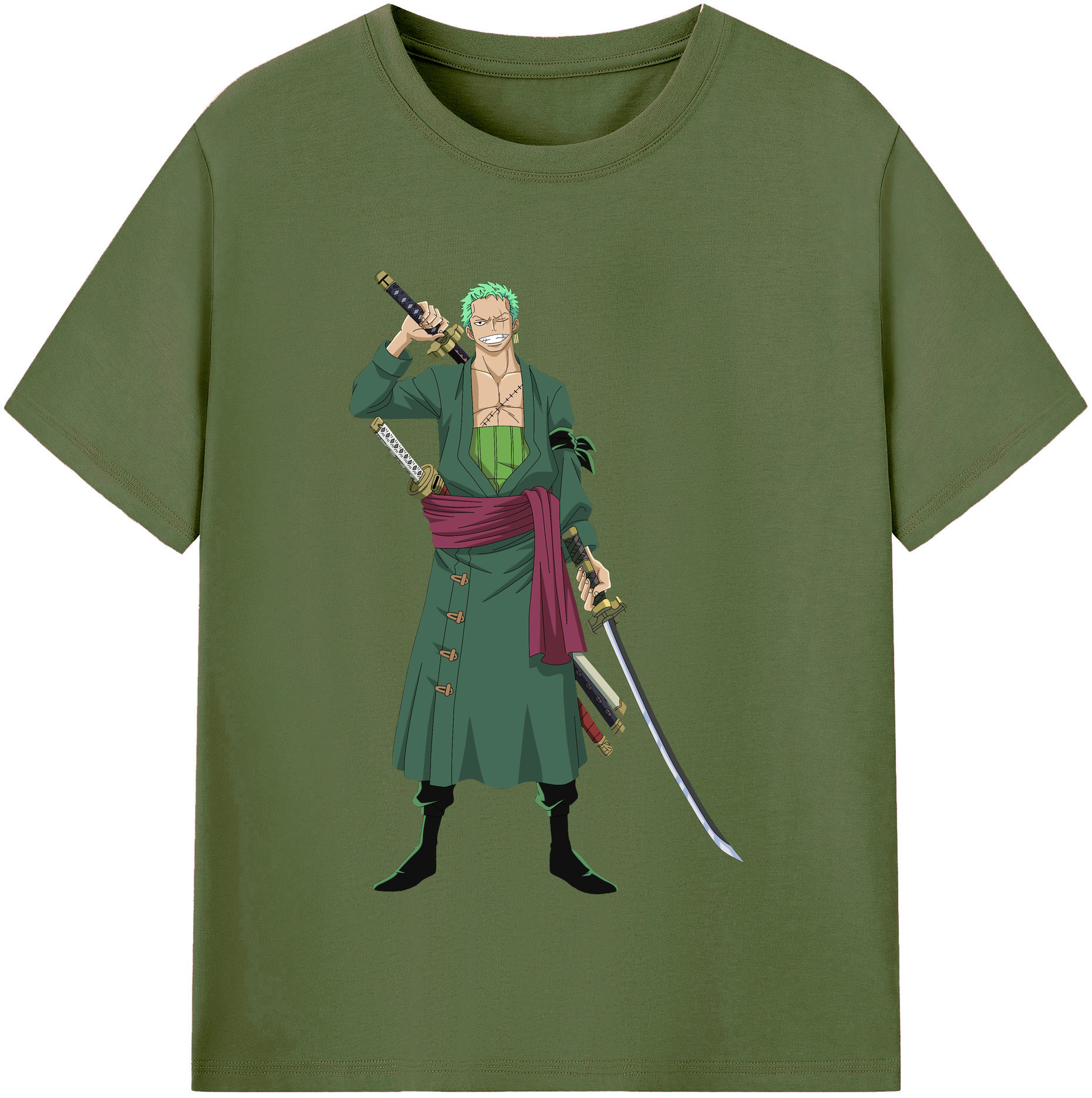 ワンピース ロロノア・ゾロ ONE PIECE Roronoa Zoro 綿100％半袖Tシャツ（フロントプリント）